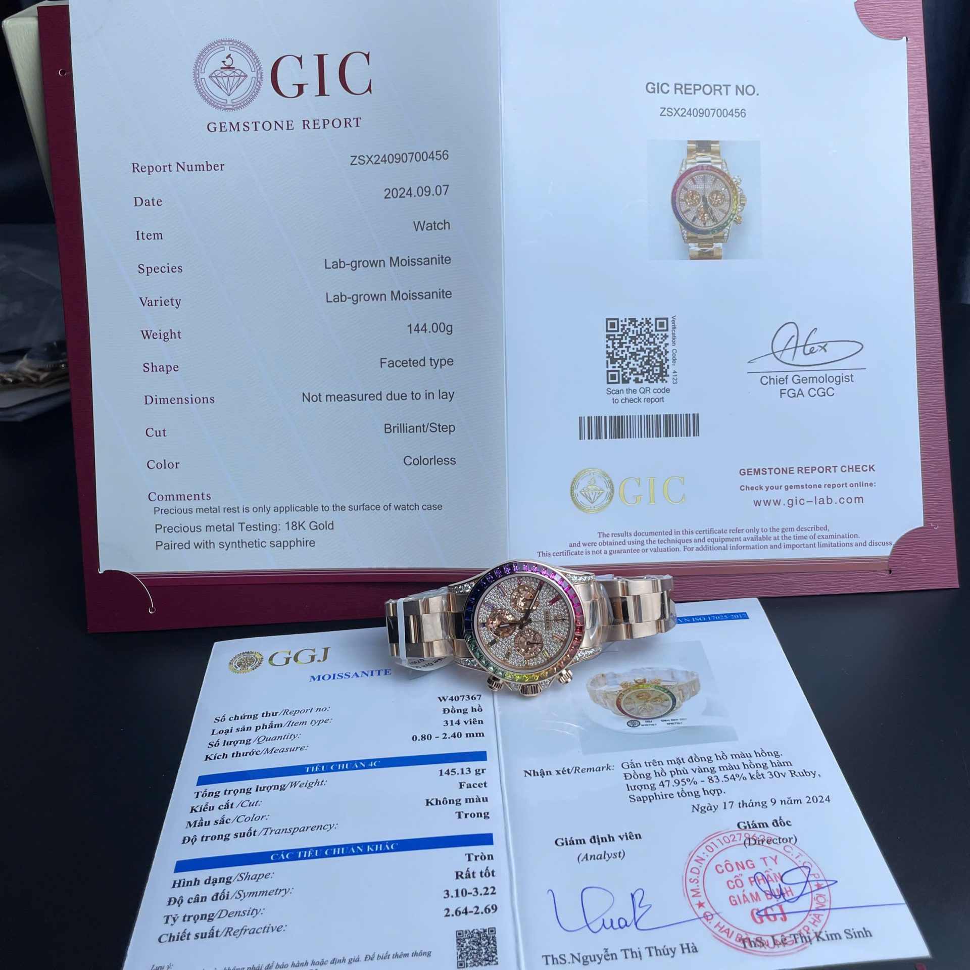 Rolex Daytona Rainbow 116595 (Super Clone) 40mm Gold Wrapped Steel with Moissanite Diamonds – Calibre 4130 Automatic