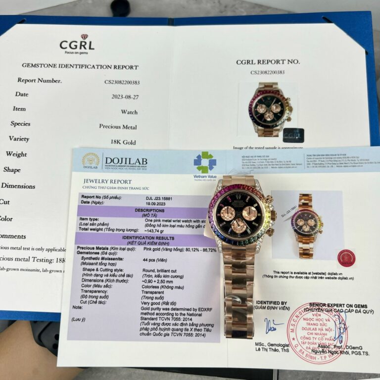 Rolex Daytona Rainbow 116595RBOW (Super Clone) 40mm Gold Wrapped with Moissanite Diamond Rainbow Bezel – Calibre 4130 Automatic