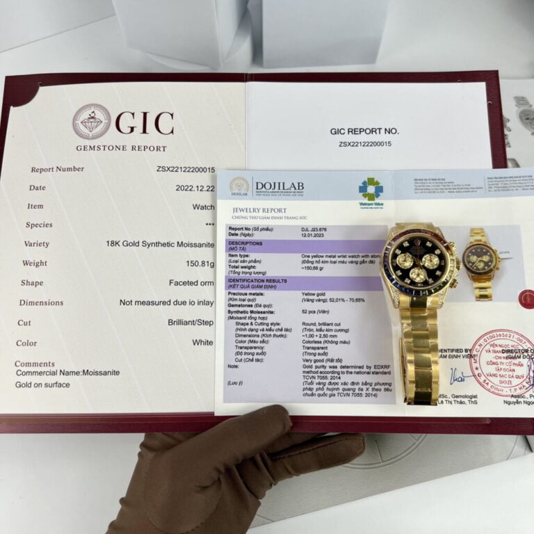 Rolex Daytona Rainbow 40mm Gold Wrapped (Super Clone) Black Dial with Rainbow Bezel – Mechanical Automatic