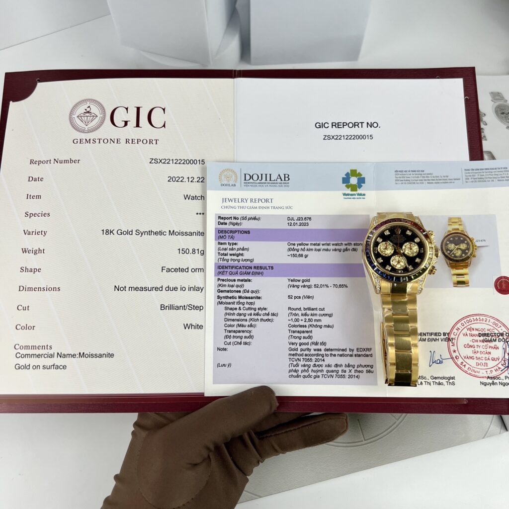 Rolex Daytona Rainbow 40mm Gold Wrapped (Super Clone) Black Dial with Rainbow Bezel – Mechanical Automatic