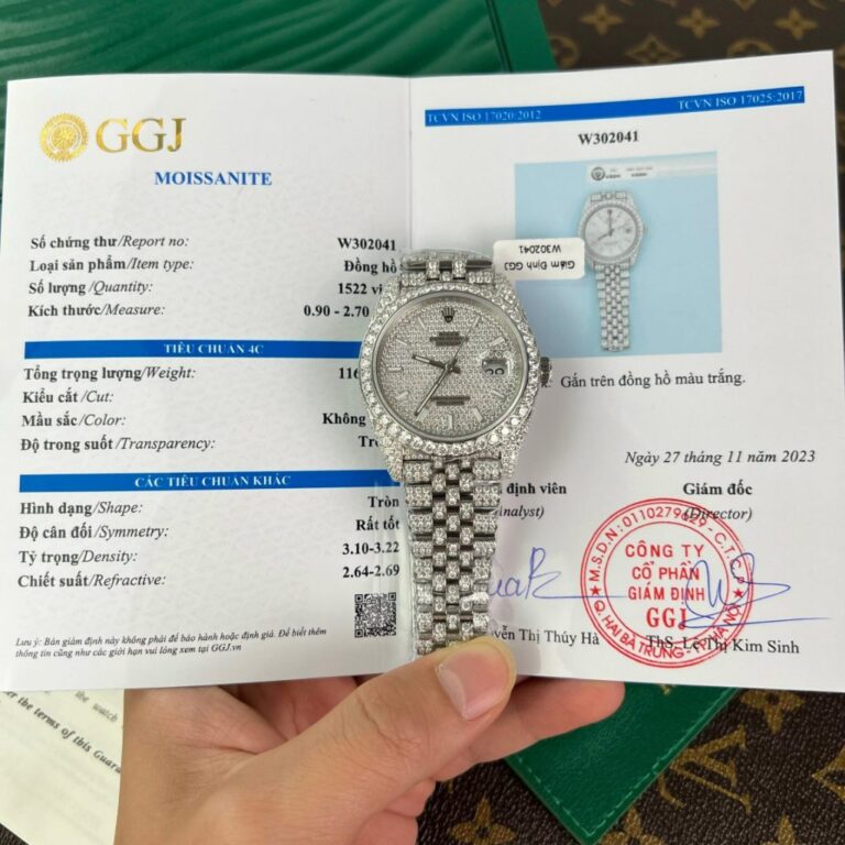 Rolex DateJust 41mm SS (Super Clone) Custom Full Diamonds & Moissanite – Calibre 4135 Automatic