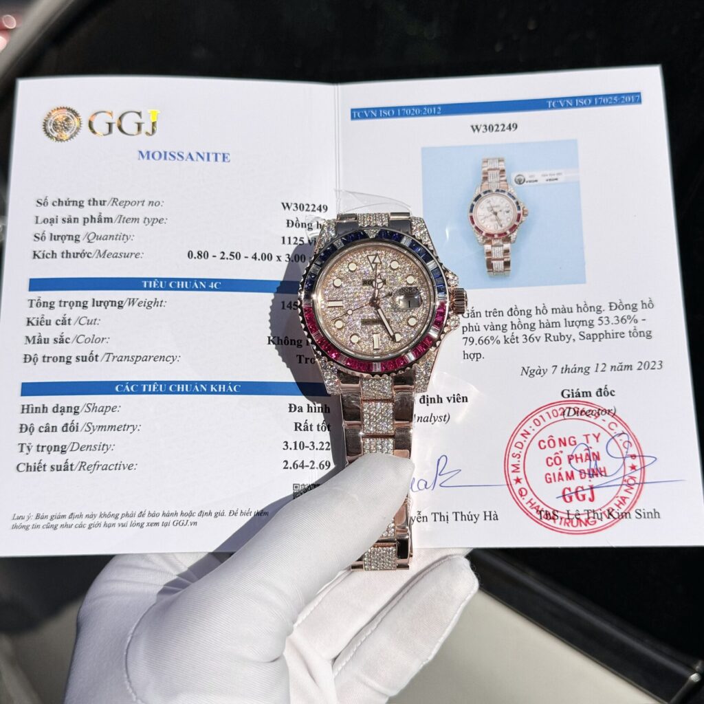 Rolex GMT-Master II 126755 SARU-DIAO 40mm Gold Wrapped Stainless Steel (Super Clone) Black Dial with Gem-set Bezel and Diamond Markers – Automatic Movement