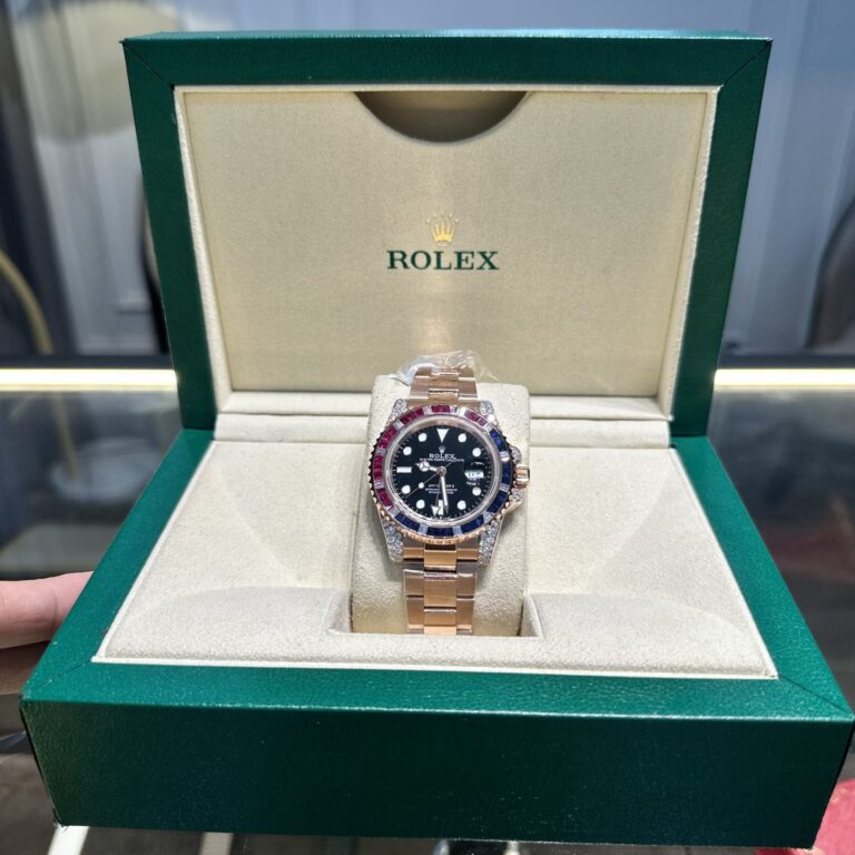 Rolex GMT-Master II 126755 SARU (Super Clone) 41mm Gold Wrapped Ceramic Bezel – Black Dial with Moissanite Markers
