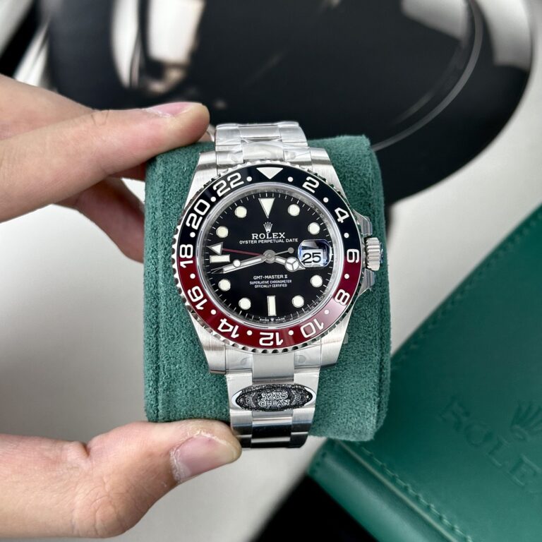 Rolex GMT-Master II 40mm SS (Clean Factory Super Clone) Black Dial with Red and Black Bezel – Asian 2813 Automatic