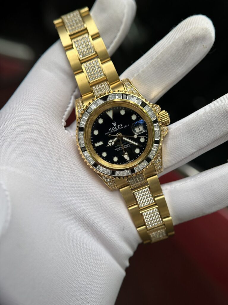 Rolex GMT-Master II 40mm SS (Super Clone 1:1) Full Diamond Black Dial – Calibre 3186 Automatic