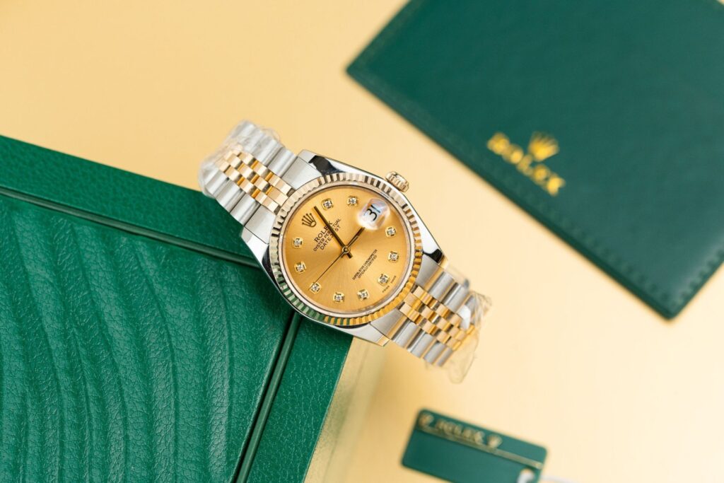 Rolex DateJust 126233 36mm Gold Wrapped (Super Clone) Champagne Dial with Diamond Markers on Gold Wrapped Jubilee Bracelet – Calibre 3135