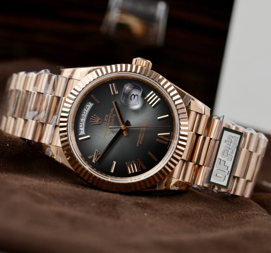 Rolex Day-Date Clone Watch 40mm SS (QF Super Clone) Gray Ombre Dial – Automatic Caliber 28,800 VPH