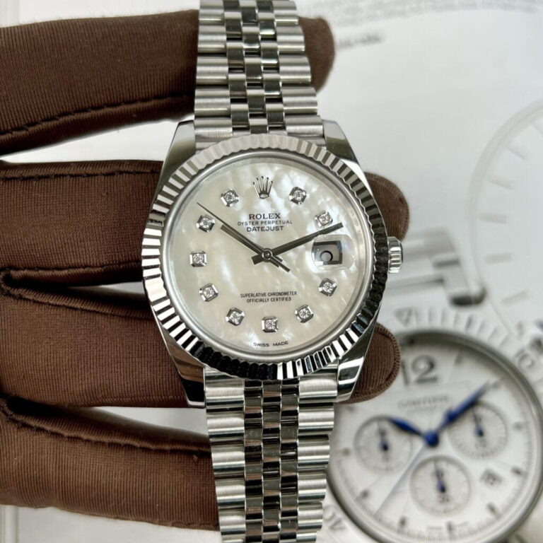 Rolex DateJust 41mm SS (Super Clone) Mother of Pearl Dial with Moissanite Diamonds – Calibre 3255 Automatic