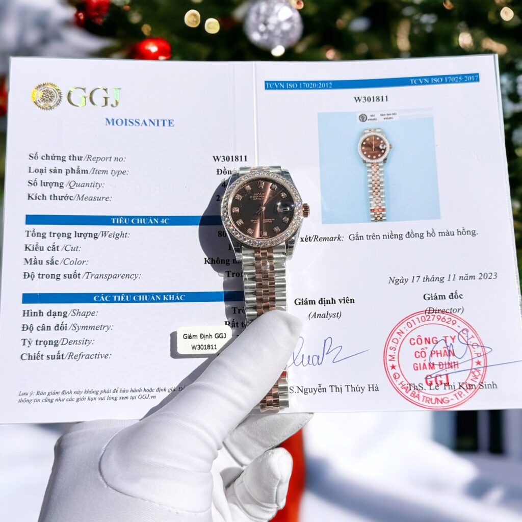 Rolex DateJust 31mm SS (Super Clone) Chocolate Dial with Custom Moissanite Diamond Bezel – Rolex Calibre 3235