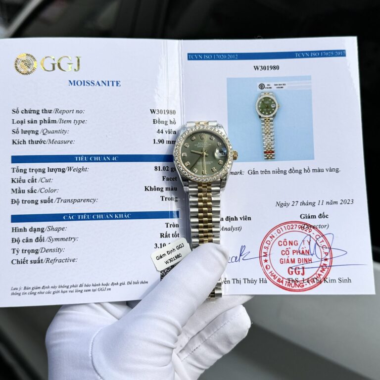 Rolex DateJust 31mm SS (Super Clone) Green Dial with Moissanite Diamond Bezel on Stainless Steel Oyster Bracelet – Automatic Self-Winding