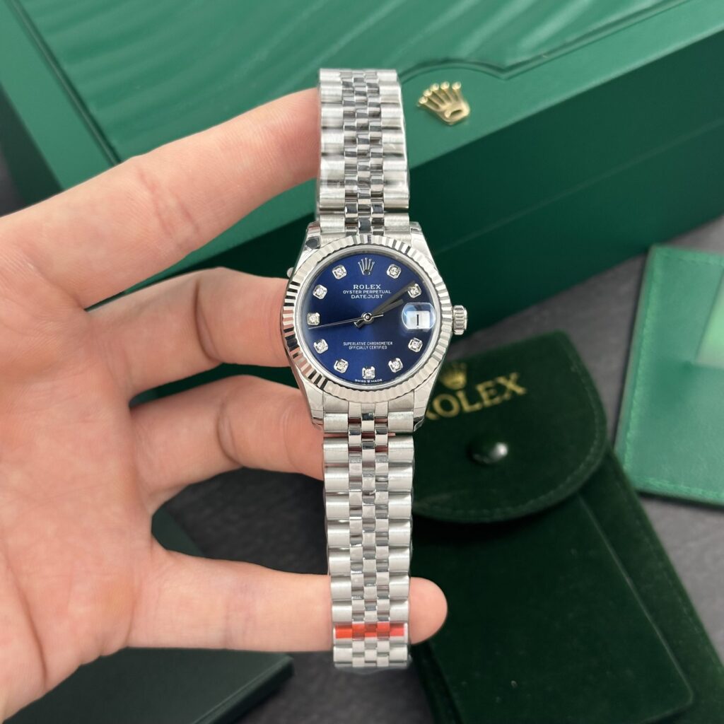 Rolex DateJust 31mm SS (Super Clone) Blue Dial with White Index Markers on Jubilee Bracelet – Calibre 2236