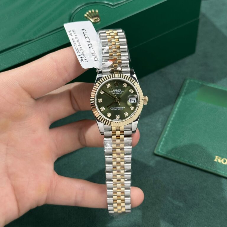 Rolex DateJust 31mm Gold Wrapped Steel (GM Factory Super Clone) Green Dial on Gold Bezel – Caliber 2236 Automatic