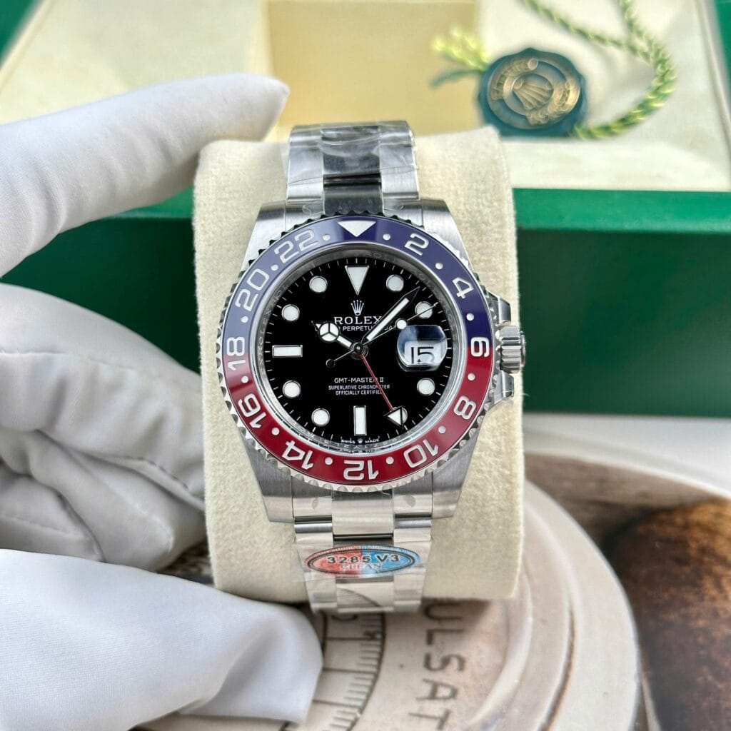 Rolex GMT-Master II 126710BLRO 40mm SS (Clean Factory Super Clone V3) Black Dial with Pepsi Bezel on Oyster Bracelet – Rolex Caliber 3186 Automatic