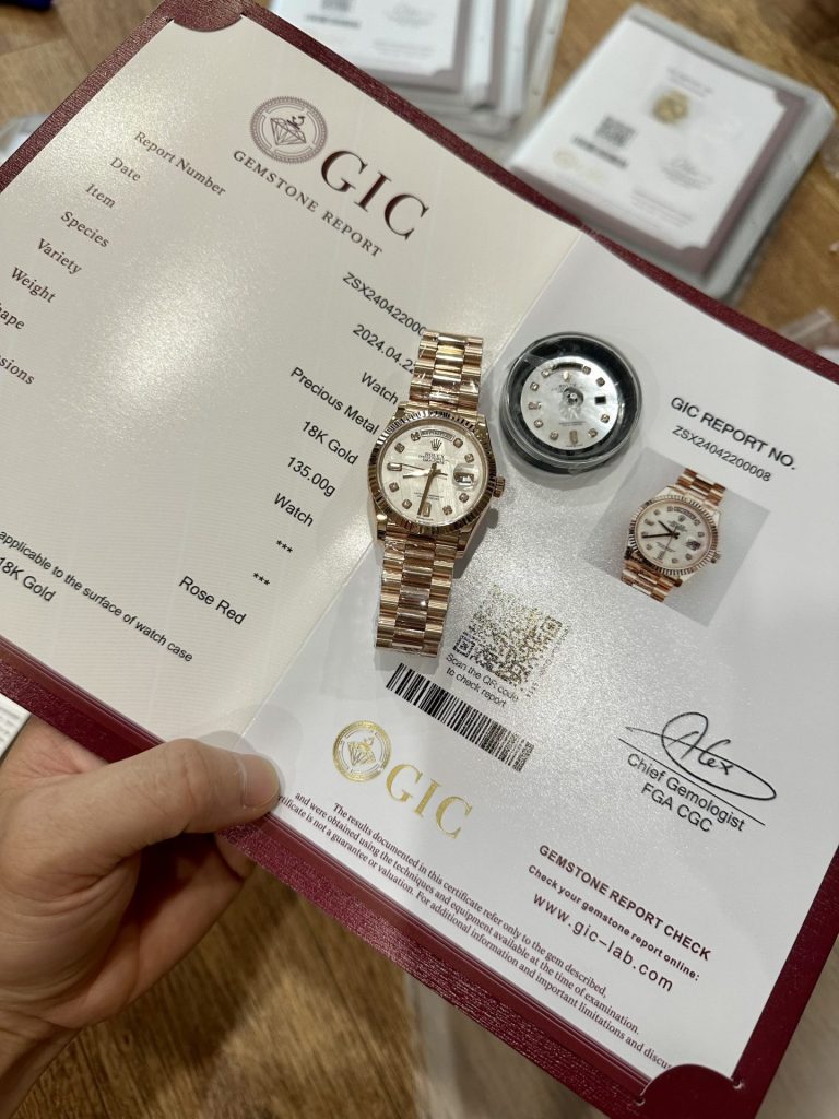 Rolex Day-Date 128235 36mm Gold Wrapped (Super Clone) Meteorite Dial with Diamond-Set Bezel – Automatic Movement