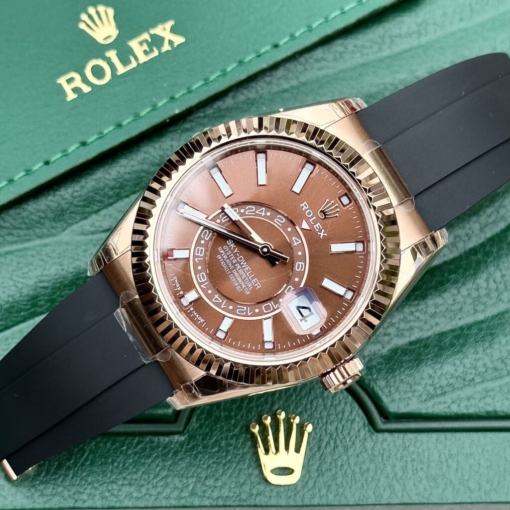 Rolex Sky-Dweller 336235 42mm SS (Super Clone) Chocolate Dial on Rubber Strap – Rolex Calibre 9001 Automatic