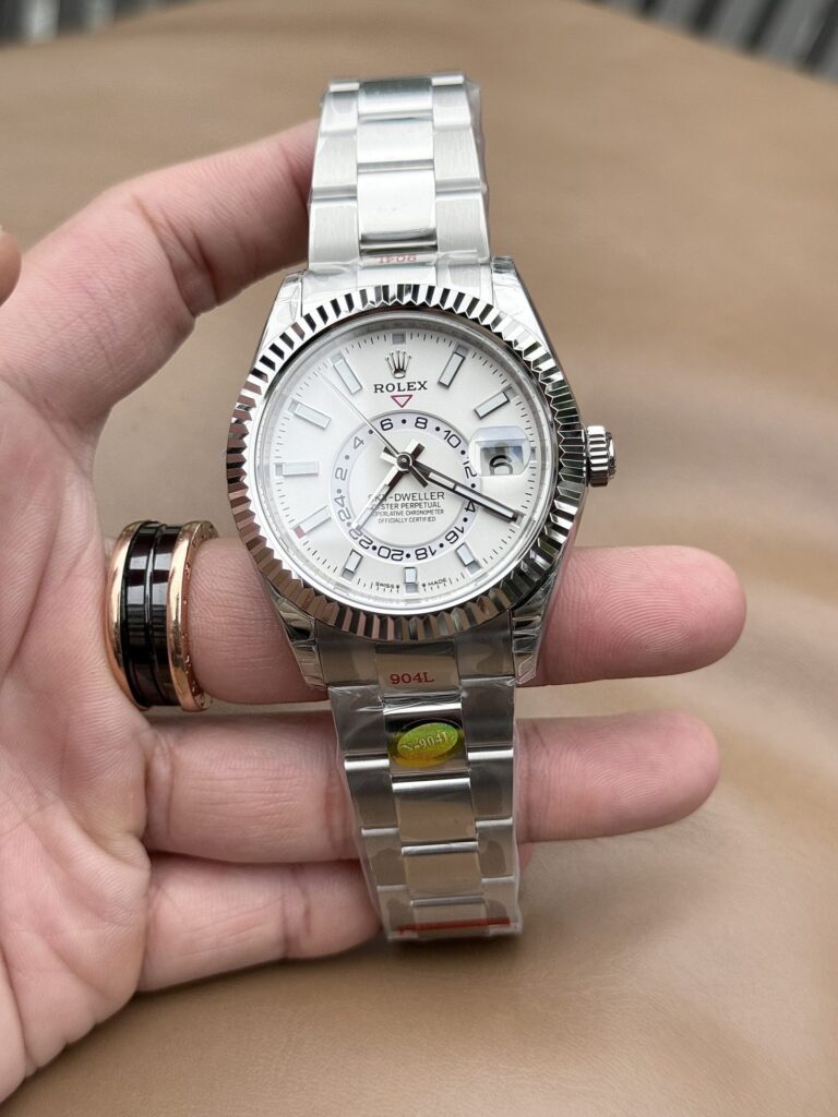 Rolex Sky Dweller 326934 42mm SS (Super Clone) White Dial on Stainless Steel Oyster Bracelet – Calibre 9001