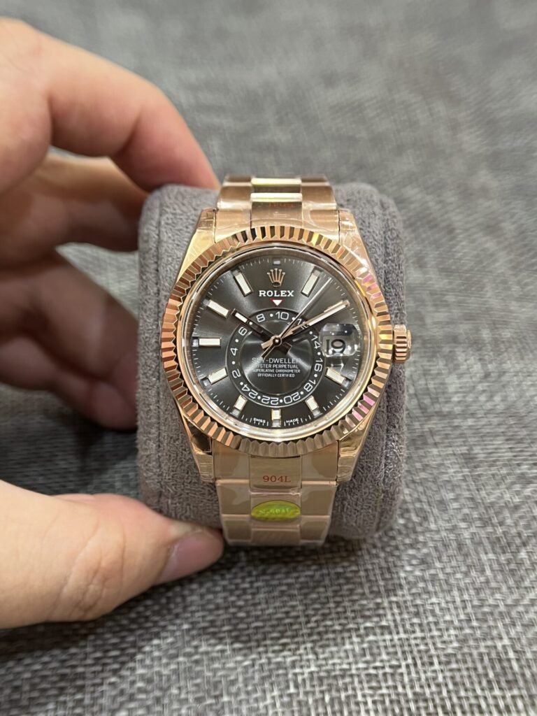 Rolex Sky Dweller 326935 42mm 904L SS (Noob Super Clone) Rhodium Dial with Fluted Bezel – Calibre 9001 Automatic