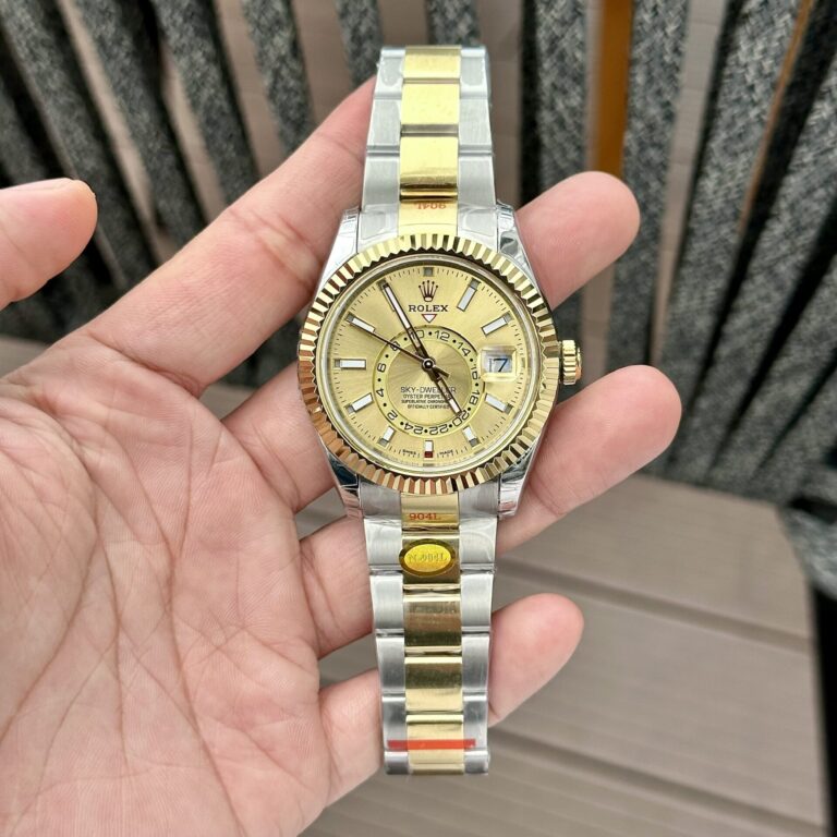 Rolex Sky-Dweller 41mm SS with Gold Plating (N Factory Super Clone) Champagne Dial on Oyster Bracelet – Automatic Self-Winding Movement