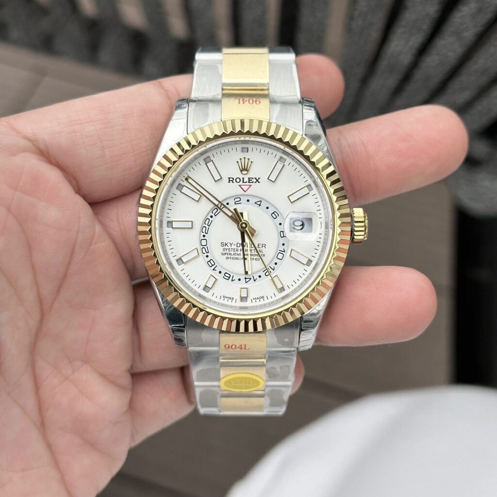 Rolex Sky-Dweller 41mm SS (Factory N Super Clone) White Dial on Demi Oyster Strap – Calibre 9001 Automatic