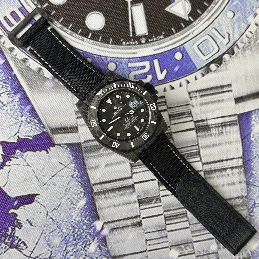 Rolex Submariner Diw Super Clone 1:1 40mm Carbon (Ultra Light) Black Dial on Rubber Oysterflex Strap – Automatic 28,800 vph
