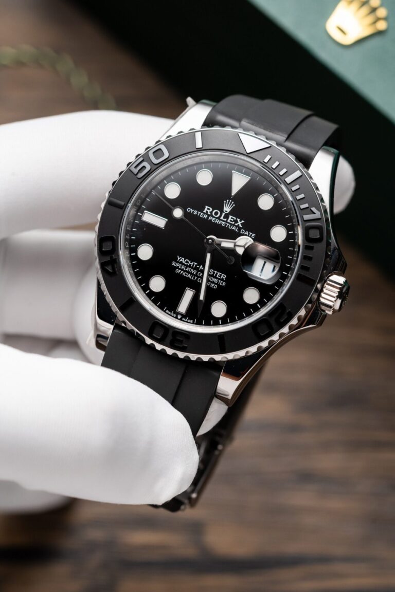Rolex Yacht-Master 126655 40mm 18K Rose Gold (Clean Factory Super Clone) Black Dial on Oysterflex Rubber Bracelet – Calibre 3135