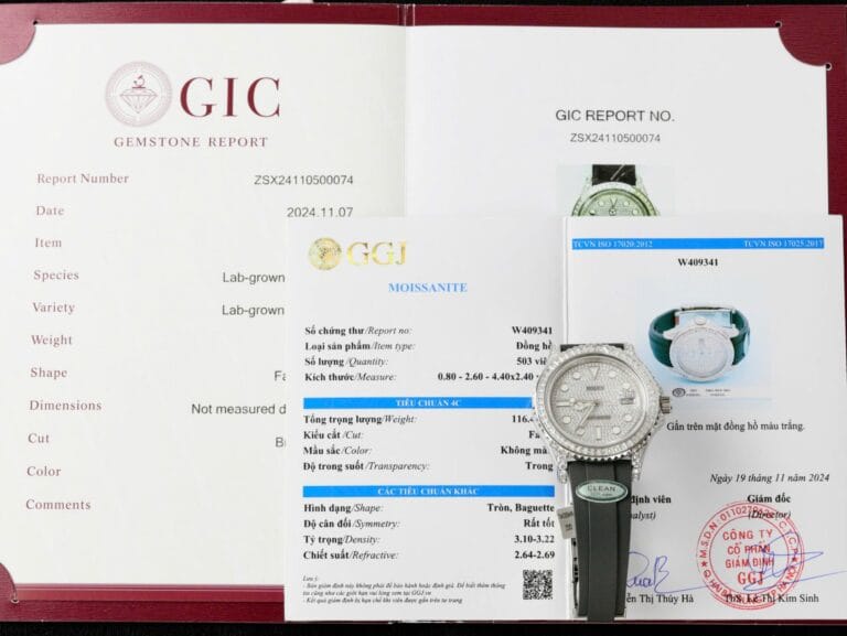 Rolex Yacht-Master 42mm SS (Super Clone) Full Diamond Moissanite on Black Rubber Strap – Calibre 3135