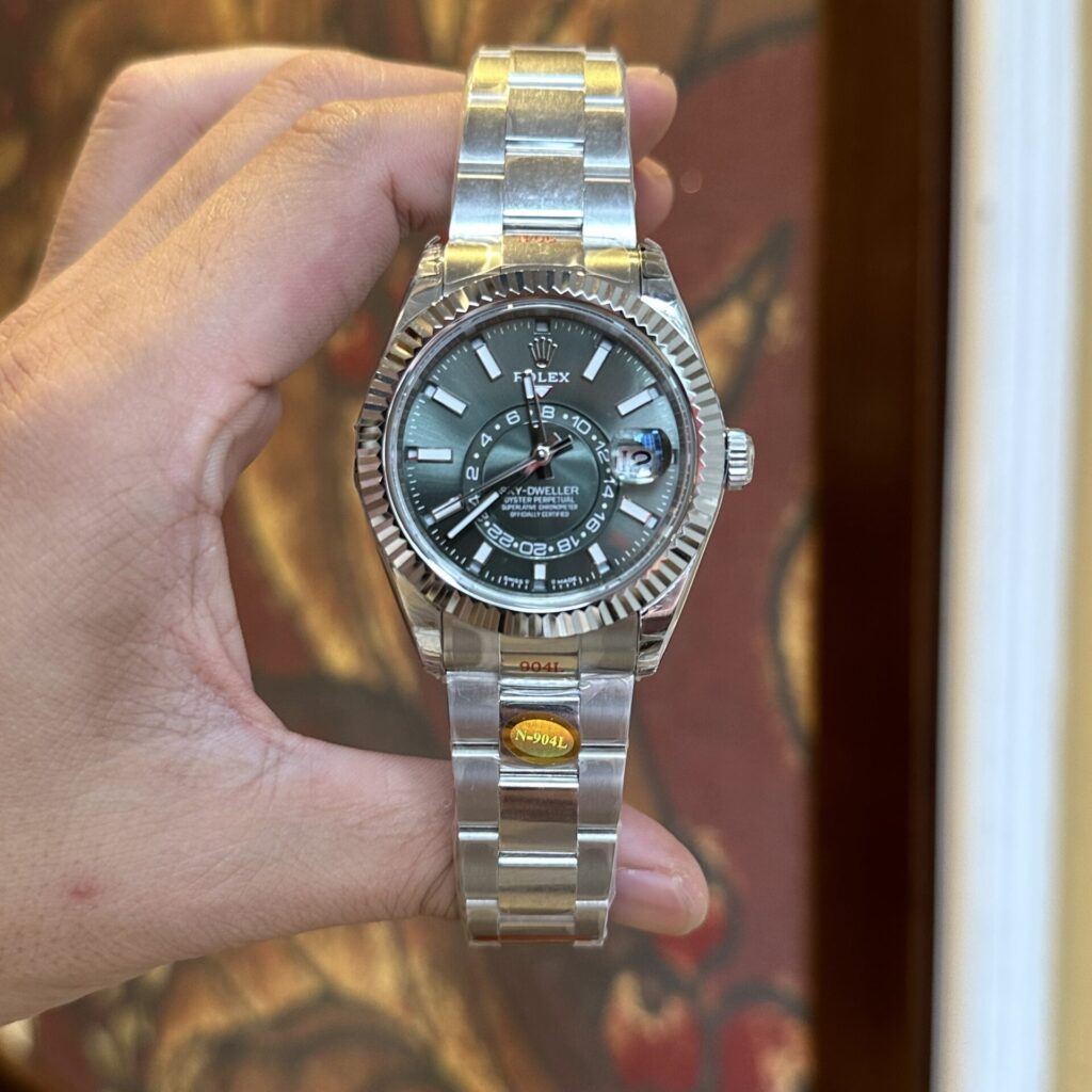 Rolex Sky Dweller 326935 42mm SS (Noob Super Clone) Green Dial with Fluted Bezel – Calibre 9001 Automatic