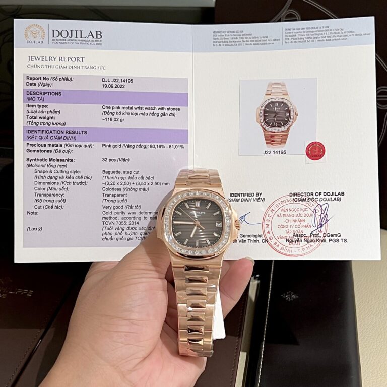Patek Philippe Nautilus 5723 40mm Gold Wrapped Stainless Steel (Super Clone) Black Dial with Moissanite Diamond Bezel – Automatic Movement