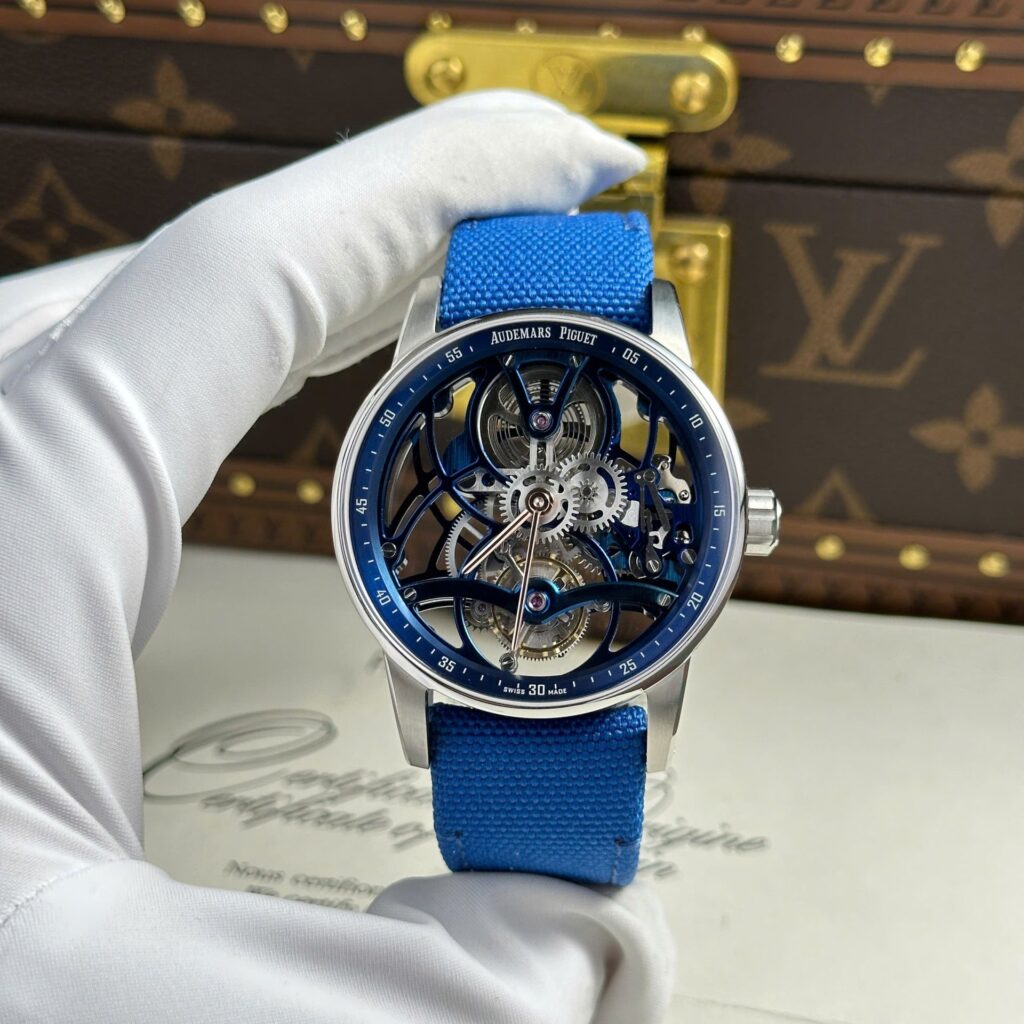 Audemars Piguet Code 11.59 26600 Tourbillon Openworked 41mm SS (Best Super Clone) Blue Openworked Dial on Stainless Steel Bracelet – AP 2924 Manual Winding