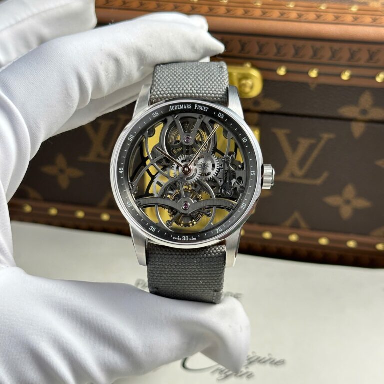 Audemars Piguet Code 11.59 26600 Tourbillon Openworked (Super Clone 11) 41mm SS Gray Dial on Leather Strap - Automatic Movement