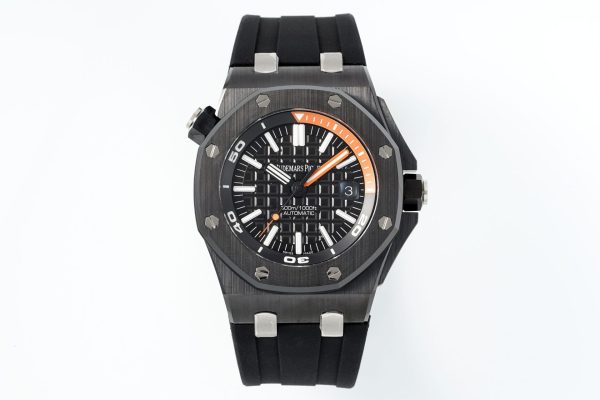 Audemars Piguet Royal Oak Offshore Diver 15707CE 42mm Black Ceramic (Best Super Clone) Black Dial on Rubber Strap – AP 3120 Automatic