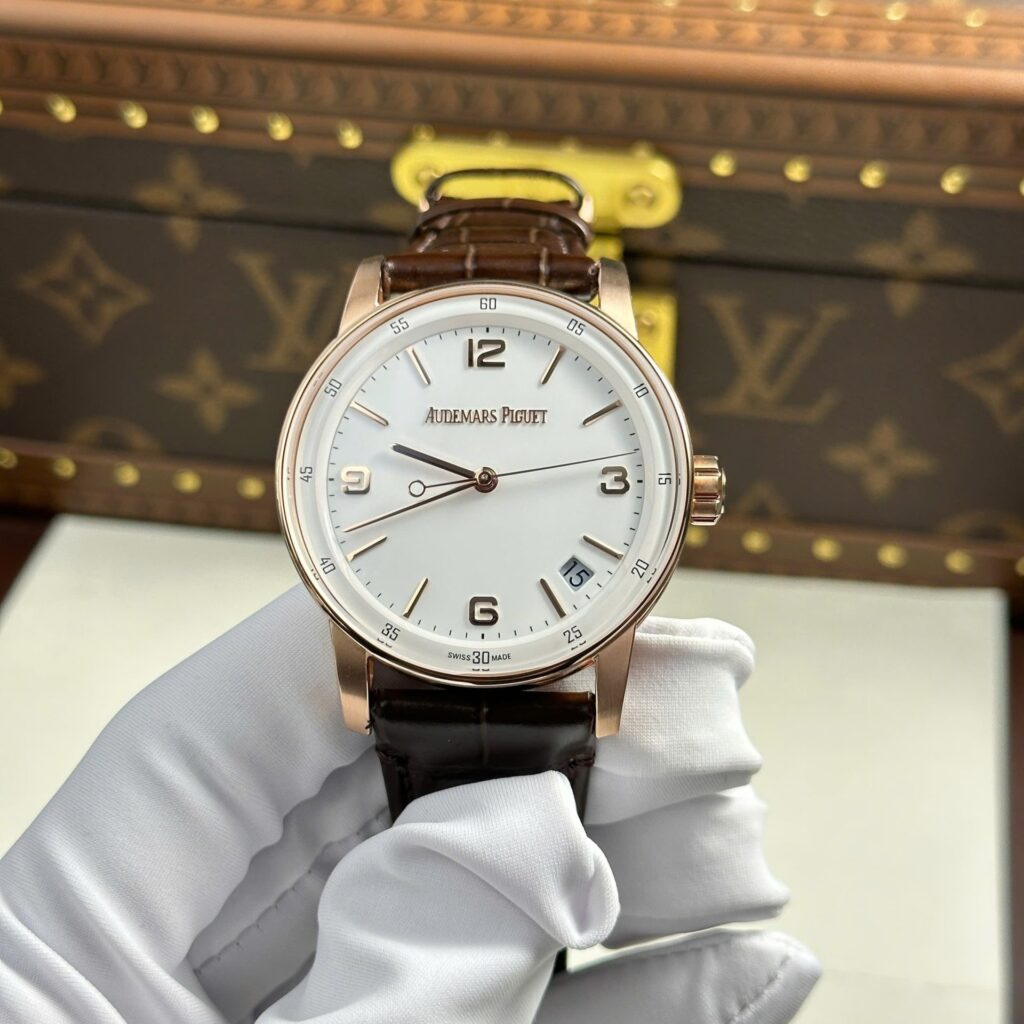 Audemars Piguet Code 11.59 Selfwinding 15210OR 41mm White Gold (APS Super Clone) White Dial on Brown Leather Strap – APS 3120