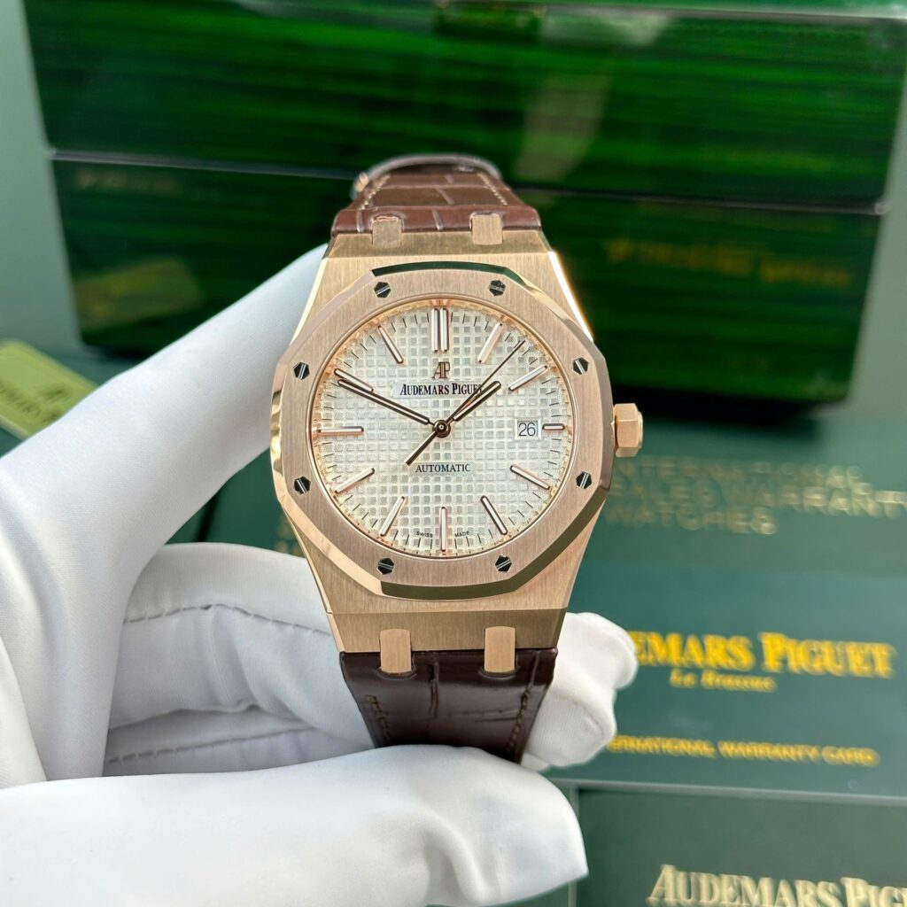 Audemars Piguet Royal Oak 15400 41mm Rose Gold (IP Factory) White Dial – 1:1 Best Edition