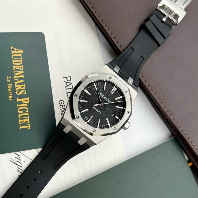 Audemars Piguet Royal Oak 15400ST 41mm SS (Super Clone) Black Dial on Rubber Strap – AP Calibre Super Clone