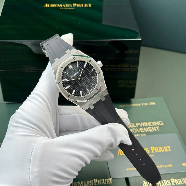 Audemars Piguet Royal Oak 15500 41mm SS (APS Factory) Black Dial on Rubber Strap