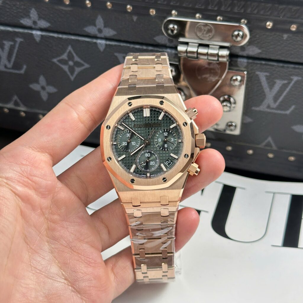 Audemars Piguet Royal Oak Chronograph 26240 41mm SS (APS Super Clone) Green Dial on Stainless Steel Bracelet – AP 26240 Automatic
