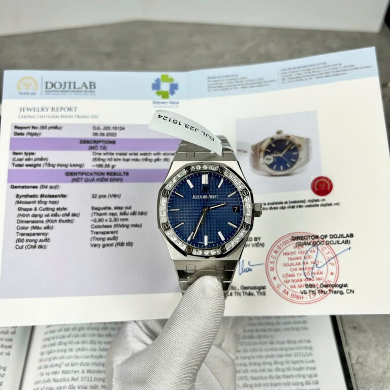 Audemars Piguet Royal Oak 15500 41mm SS (Super Clone) Blue Dial with Custom Moissanite Diamonds – A+ Quality Automatic Movement