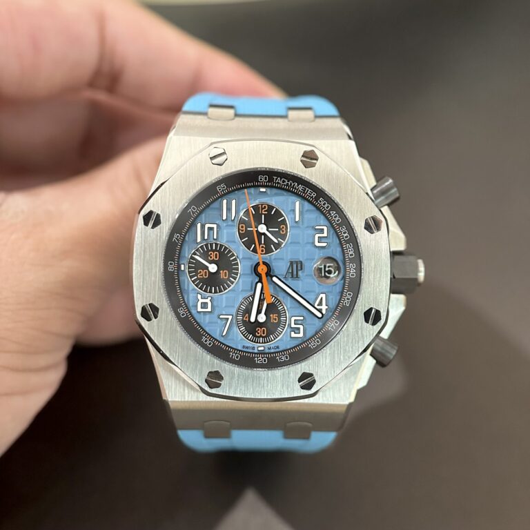 Audemars Piguet Royal Oak Offshore 26238ST 42mm SS (Best Super Clone) Blue Dial on Blue Rubber Strap – AP 3120 Automatic
