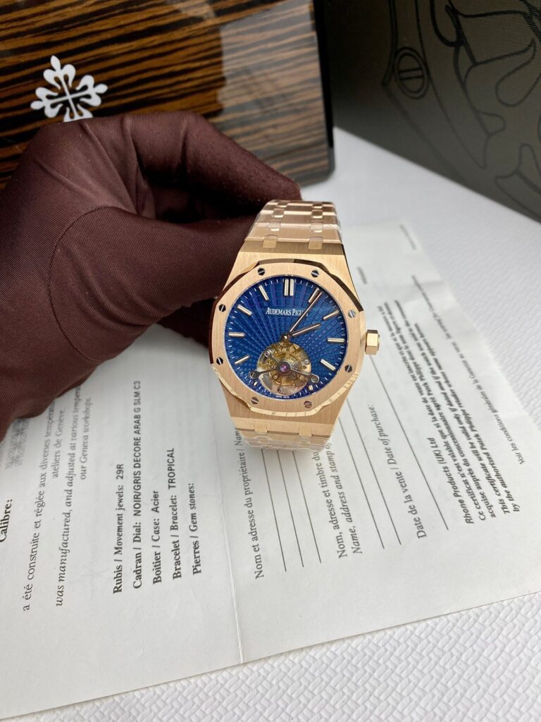 Audemars Piguet Royal Oak Tourbillon 26522OR 41mm Rose Gold (Super Clone) Blue Dial – 3KF
