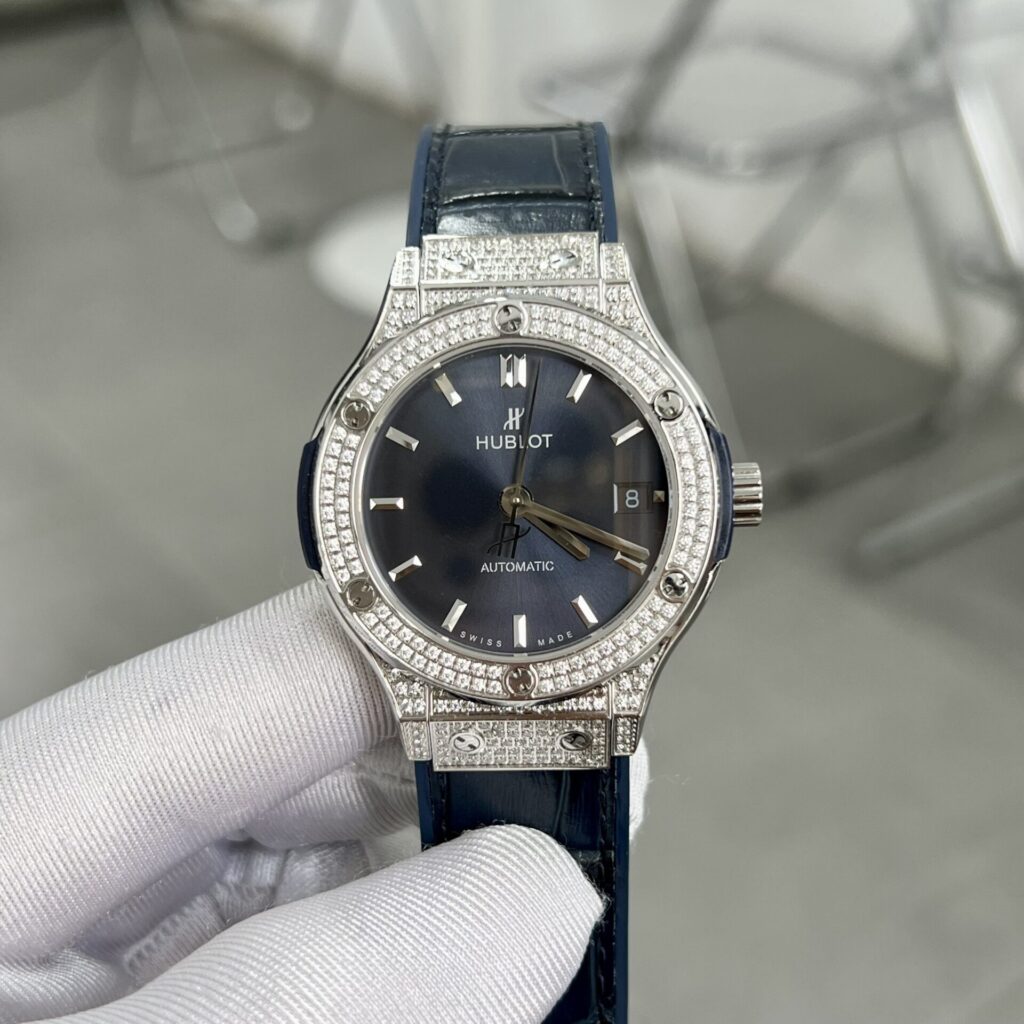 Hublot 11 Full Diamond Case 38mm (HB Factory Super Clone) Blue Dial – 1:1 Best Edition