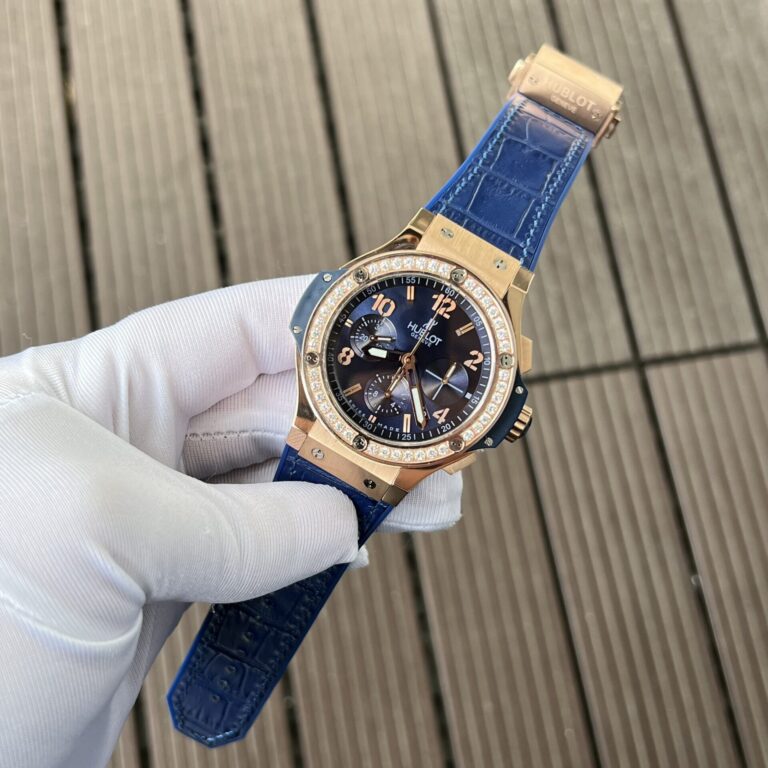 Hublot Big Bang Chronograph 44mm King Gold (Super Clone) Blue Dial with Diamond Bezel – 12707