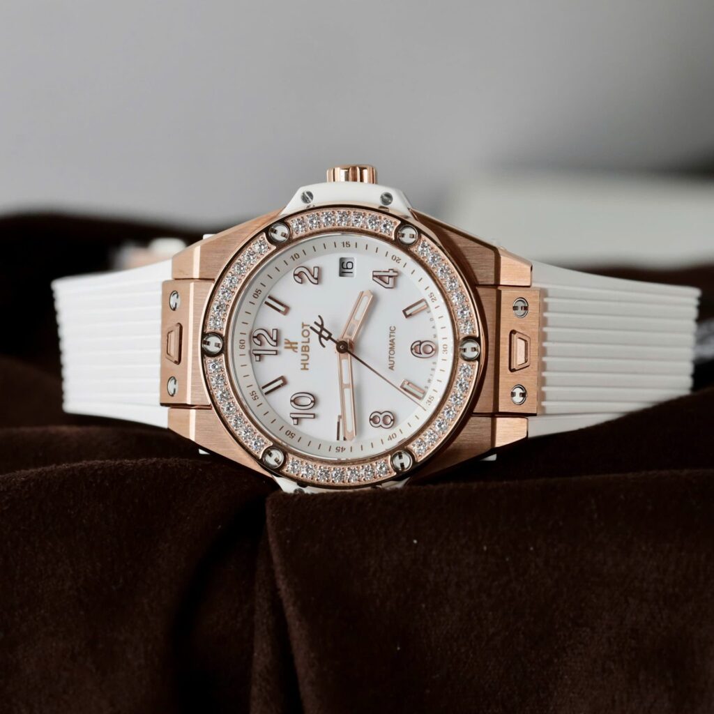 Hublot Big Bang One Click 39mm King Gold (Super Clone) on White Rubber Strap