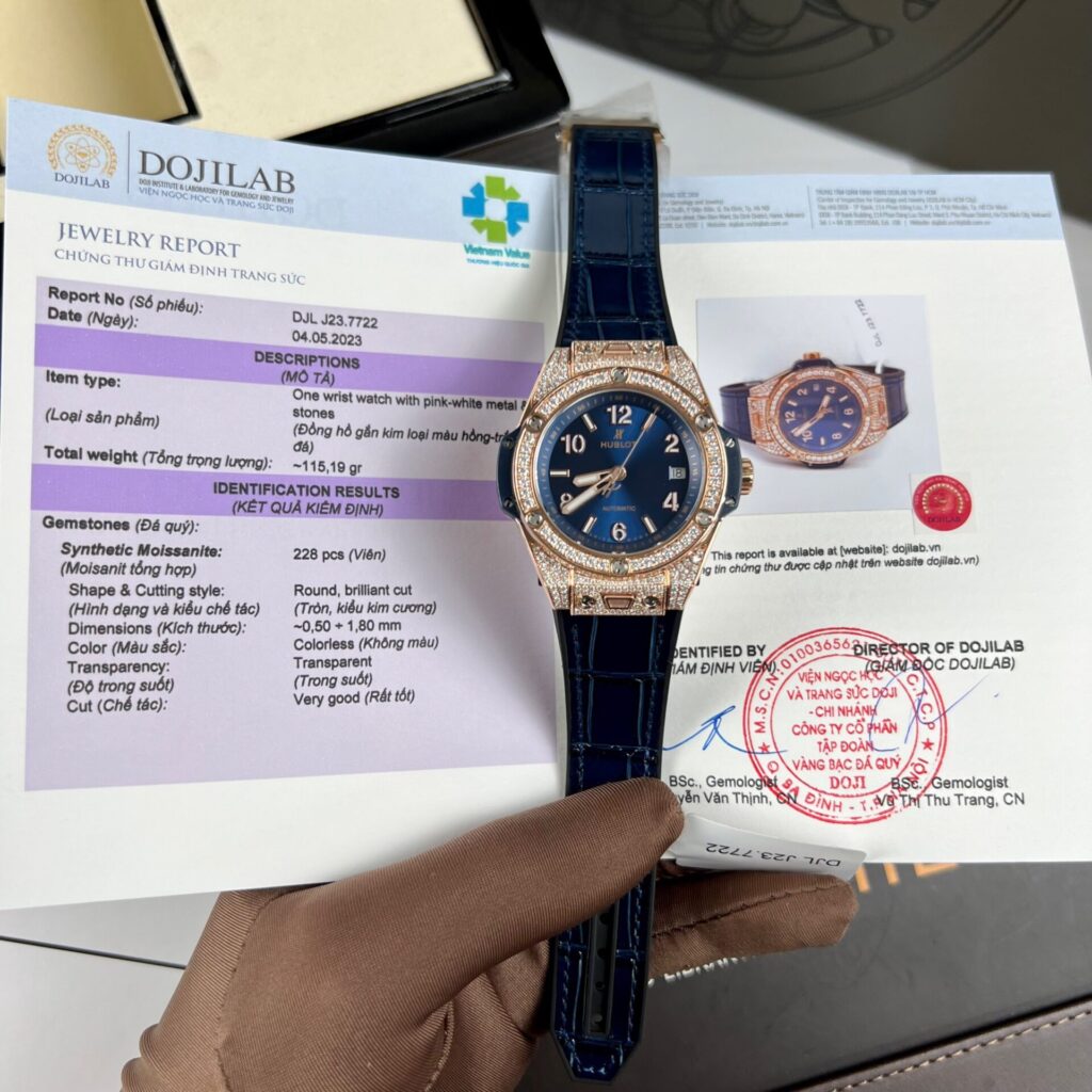 Hublot Big Bang One Click 39mm (Super Clone) Blue Dial with Moissanite Diamonds – SC-HUBLOTB-13142