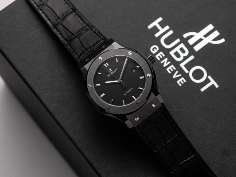 Hublot Classic Fusion 42mm Ceramic (GS Factory Super Clone) Carbon Dial on Leather Strap