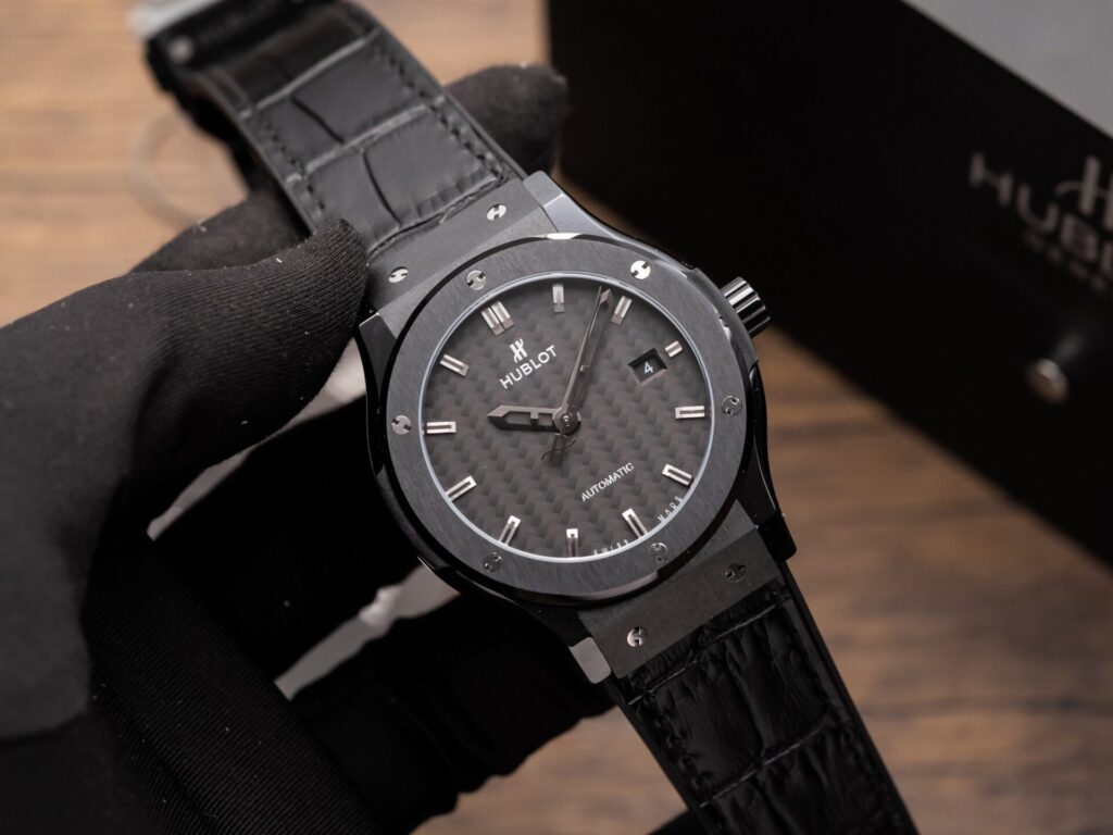 Hublot Classic Fusion 42mm Ceramic (GSF Super Clone) Carbon Dial on Leather Strap
