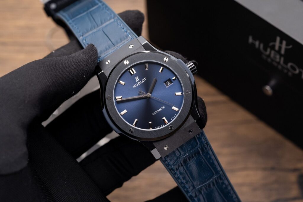Hublot Classic Fusion 42mm Ceramic (GS Factory Super Clone) Blue Dial on Leather Strap