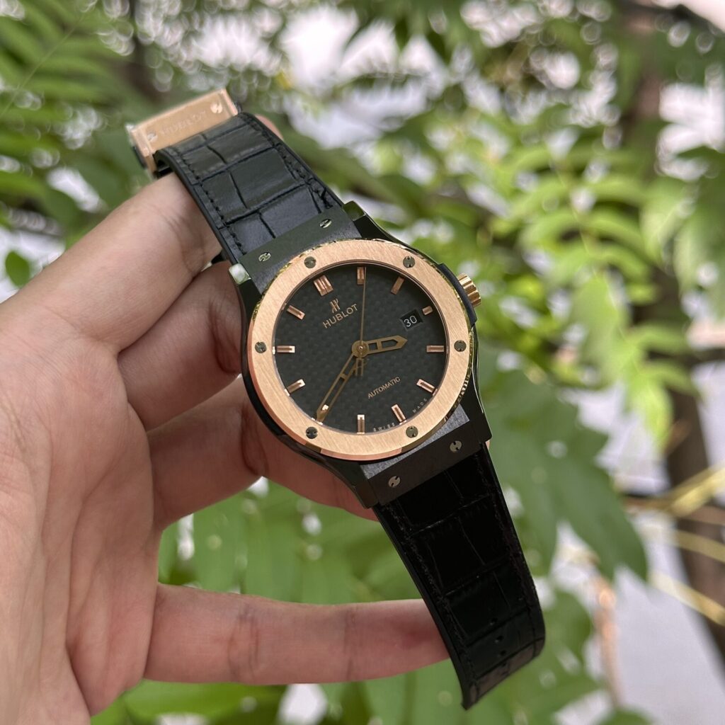 Hublot Classic Fusion 42mm Ceramic Demi Gold (JJZ Factory Super Clone) Carbon Dial – 1:1 Best Edition