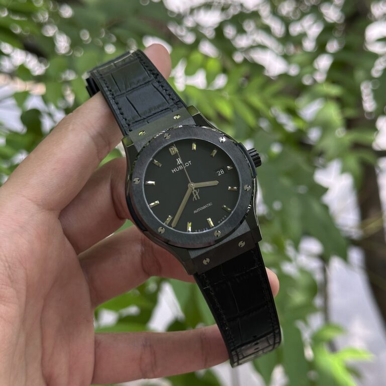 Hublot Classic Fusion 42mm Ceramic (JJZ Super Clone) Black Dial on Black Leather Strap