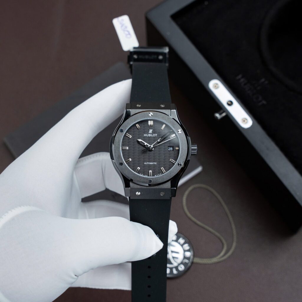 Hublot Classic Fusion 42mm Ceramic (Super Clone) Carbon Dial on Rubber Strap – SC-HUBLOTC-12097