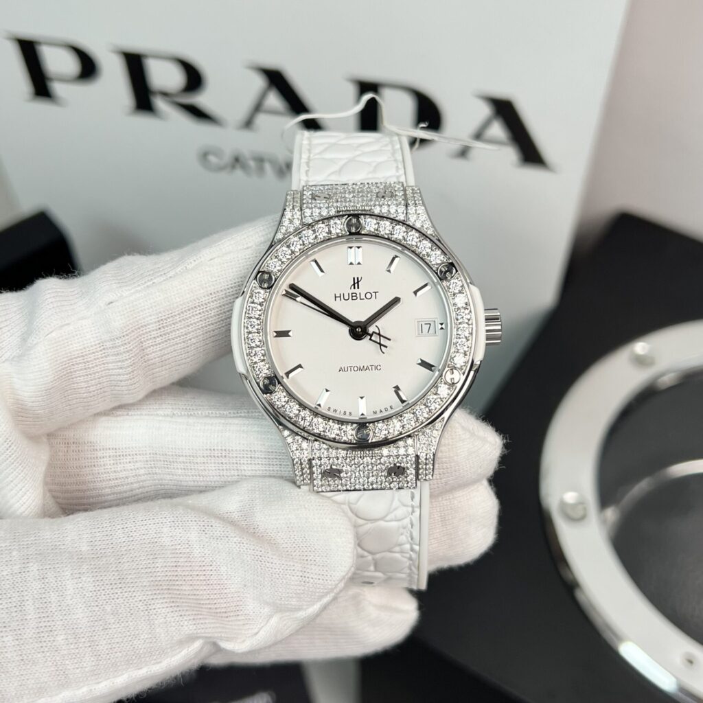 Hublot Classic Fusion 38mm Moissanite Diamonds (HB Factory Super Clone) White Dial – Replica Watch
